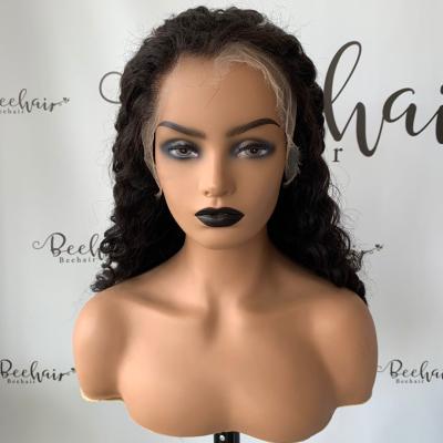 China Natural Black Deep Wave Lace Front Human Hair Wigs Wholesale Deep Wave Virgin Brazilian Hair for sale