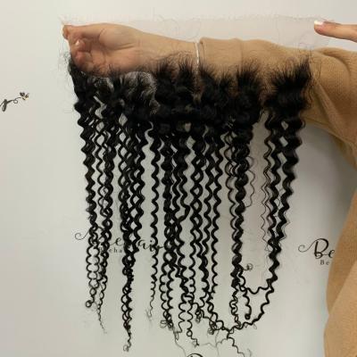 China HD High Quality Natural Black Lace 100%Human Hair Color 13x4 Italian Curly Headband for sale