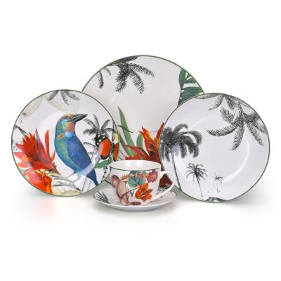 China 2019 Viable New 20 Piece Bird House Decor Porcelain Dinnerware Deluxe Sets For 4 for sale