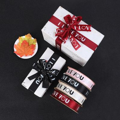 China For Holiday Wrapping Ribbon Factory Wholesale Price High Quality Custom Printed Gift Wrapping Ribbon I LOVE YOU for sale