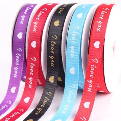 China LOGO 5/8 inch grosgrain ribbon printing logo wholesale custom printed ribbon for sale