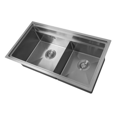 China Without Faucet Hand Madedouble Bowl Sinks Production Hidden Kitchen Sink Stainless Steel for sale