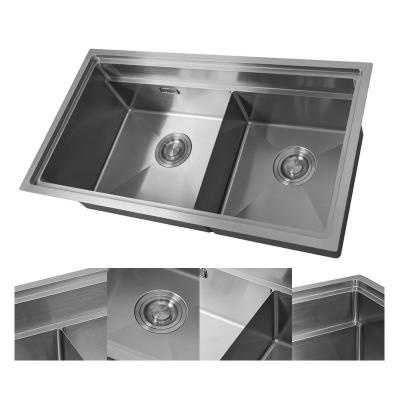 China Without Faucet Style Kitchen Sink Suppliers Double Countertop European Handcrafted Modern Kitchen Sink for sale