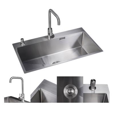 China Without Faucet Kitchen 304 Stainless Steel Sink Thickened Large Single Bowl Handmade Sink With Cabinet for sale