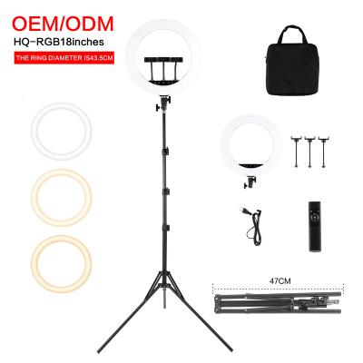 China Wholesale Foldable 18inch Ring Light HQ-18N Ring Lamp With Stand Tripod For Live Stream Photography for sale