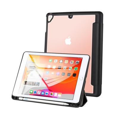 China Built In Pencil Slot Smart Transparent Back Cover Case For iPad 10.2 7th Generation 2019 for sale