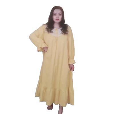 China Spring and Autumn Cotton QUICK DRY yellowLace High End Sleep Home Dress for sale