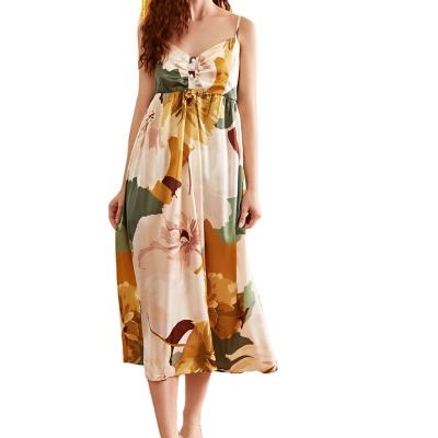 China Summer new QUICK DRY vintage sleep silk elegant colorful domestic type two-piece dress for sale