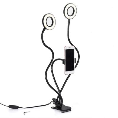 Κίνα Adjustable Shine Universal Mobile Phone Stand 3Inch Selfie Ring Light Long Arm Mobile Phone Clip Desktop Flexible Holder προς πώληση