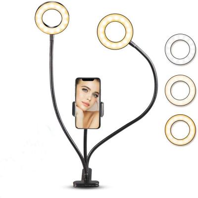 Κίνα Adjustable Shine Flexible Clips Stand Two 3 Inch Tabletop Selfie Ring Light With Cell Phone Mini Ring Light προς πώληση