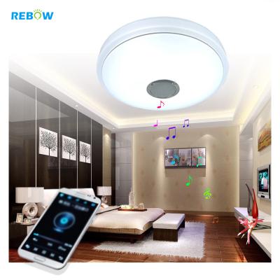 China Modern Rebow RGB LED Drop Shipping Lamp 36W Speaker APP Color Changing Home Decorative Modern Ceiling Light zu verkaufen