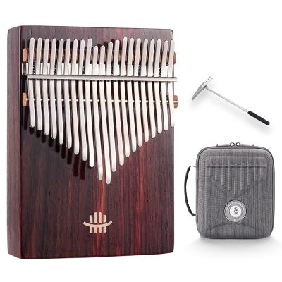 China Wholesale 21keys Hole Bottom Walnut Square Musical Instrument Hluru Thumb Finger Piano Kalimba Wooden 21 Keys Kalimba Thumb Finger Piano for sale