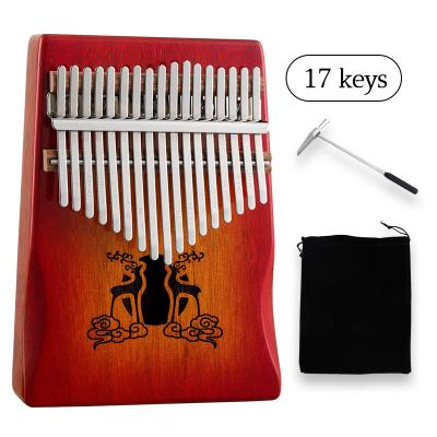 China Musical Instrument Hluru Huashu Kalimba 17 Keys Finger Thumb Piano Palm Rest Deer Okoume Wooden Kalimba KHDL Musical Instrument for sale