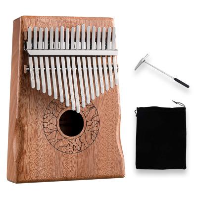 China Musical Instrument Hluru Huashu Kalimba Thumb Piano Musical Instrument Palm Rest Hole 21keys Middle Okoume Finger Piano Wooden Kalimba For Kids KHD21 for sale