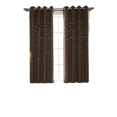 China Blackout Korean thick cotton and living room linen hollow balcony bedroom star curtains custom made curtains for sale