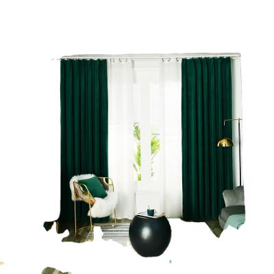 China American New CSI Solid Color Blackout Deep Green Living Room Light Luxury Thick Velvet Drapes Shading Velvet Dutch Velvet Fabric for sale