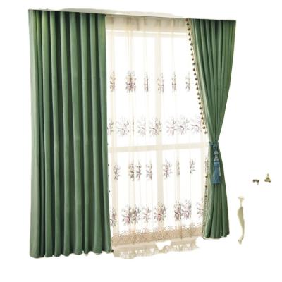 China Wholesale Blackout Solid Color Blackout Curtains Dutch Velvet Living Room Bedroom Embroidered Durtains for sale