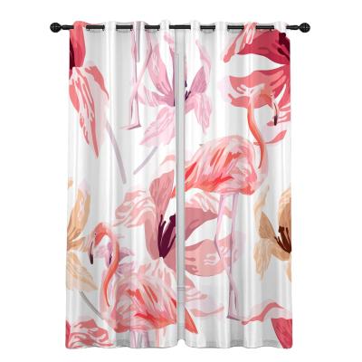 China Digital Printed Curtain Fabric Amazon Flamingo Warm Curtain Nordic Simplicity Blackout Burnt Orange Curtains for sale