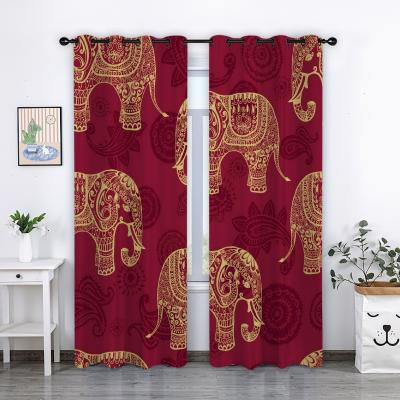 China Blackout Amazon Border Platform Wish Hot-sell Custom Creative Elephant Curtains HD 3D Digital Printing Curtains for sale