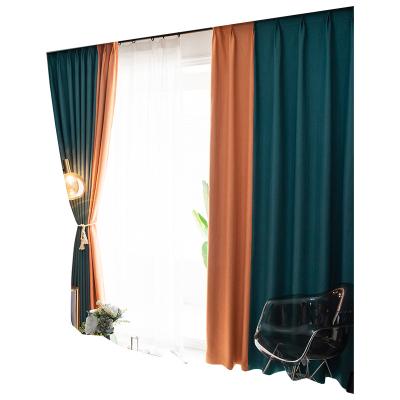 China Blackout Simple Nordic Single Curtains Shading Thermal Insulation Sunscreen Living Room Bedroom Hotel Pure Color Drapes Wholesale for sale