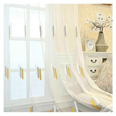 China factory wheat ear embroidery insulated direct curtains embroidered creens set off whiteblackout curtainsbalcony for sale