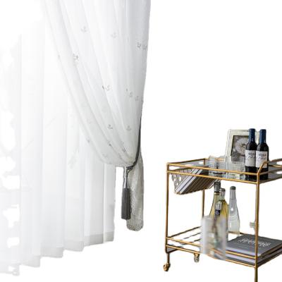 China White curtain embroidered curtain gauze fresh and wild isolated gauze embroidered curtain bedroom balcony abrupt window half gauze blackout curtain for sale