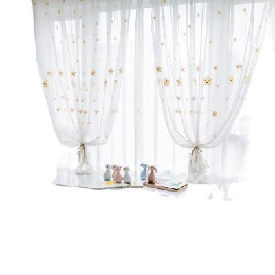 China RP embroidered simple and soft secluded smiling star bedroom windowcurtain embroidery curtain in curtain room divider for sale