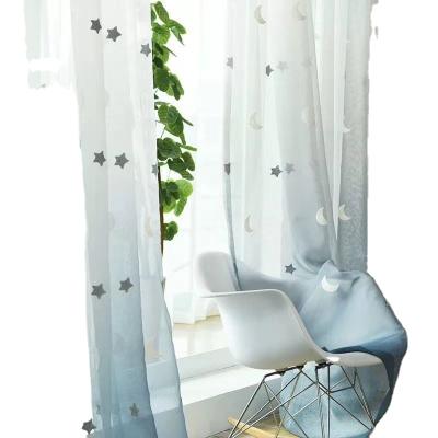 China Factory Direct Sale Gradient Embroidered Curtain Gauze Living Room Partition Gauze Insulated Curtain for sale