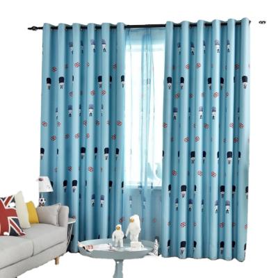 China British Blackout Style Cartoon Soldier Printing Curtain Fabric Kids Room Shading Curtain Amazon Finished Product Border Custom for sale