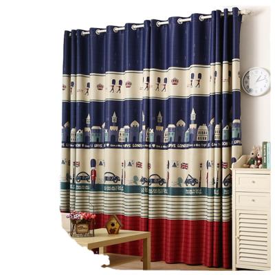 China Blue British Children's Mediterranean Style Blackout Bay Window Cartoon Blackout Curtains Floor-to-ceiling Royal Fabric Guards for sale