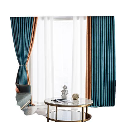 China New modern simple blackout jacquard curtain high precision fabric splicing blackout floor to ceiling curtains for living room and bedroom for sale