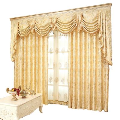 China Blackout Jane European Border Encrypted European Gold Silk Jacquard Style Curtain Fabric Valance Curtain for sale