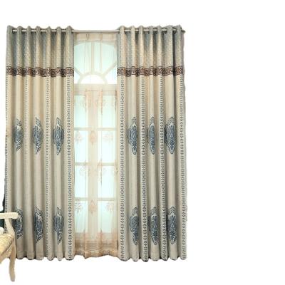 China Blackout Simple Cashmere Chenille Jacquard European Style Curtain Stitching Villa Embroidered Curtain for sale