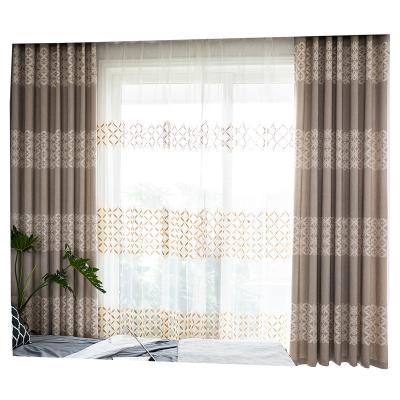 China Blackout Yangrong embroidery yarn-dyed semi-shading jacquard curtain fabric velvet jacquard single curtain for sale