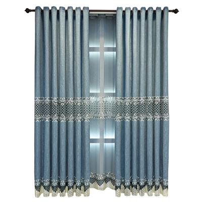 China European direct blackout factory supply curtain fabric thick chenille embroidered curtain window screen finished order living room bedroom for sale