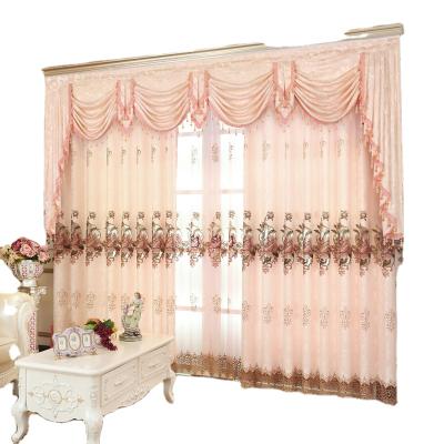 China Blackout Amazon Hollow Embroidered Curtain Embroidered European Water Soluble Curtain Fabric Curtain Finished Product for sale