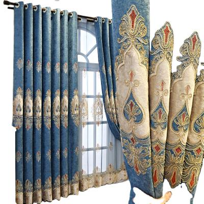 China Blackout Chenille European Velvet Embroidered Curtain Fabric Embroidered Yarn Bedroom Living Room Curtain for sale