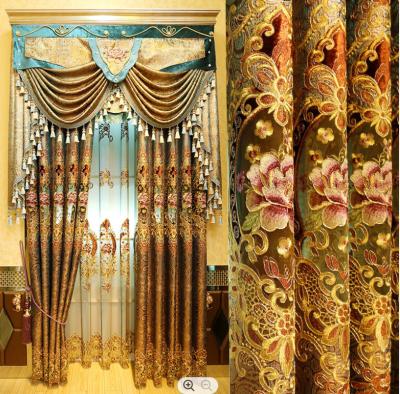 China Blackout Villa Water Soluble Embroidery Curtain European Style Luxury Cavity Curtain Living Room for sale