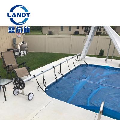 China Al Alloy antirust aluminum abov ground pool cover reel, easy to use manual over ground pool cover roll for sale