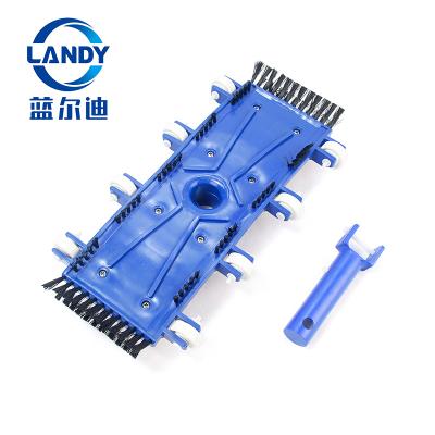 China Flexible Swimming Pool Landy Cleaning Equipment Blue In-ground Pool Vacuum Head With Swivel Brush for sale