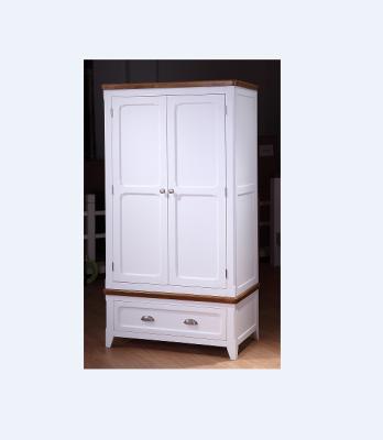 China Modern High Quality Elegant European Style Solid Wood 2 Door White Wardrobe For Bedroom Furniture for sale