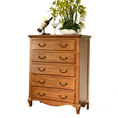 China European Direct Factory Supply Solid Wood 5 Drawer Antique Chest Tall Living Room Furniture for sale