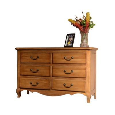 China European Factory Direct Supply Antique Style 6 Drawer Chest Solid Wood Wide Living Room Furniture for sale