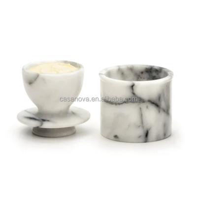 China Marble White Marble Butter Jar, Liquid Stopper Butter Keeper, Butter Dish for sale