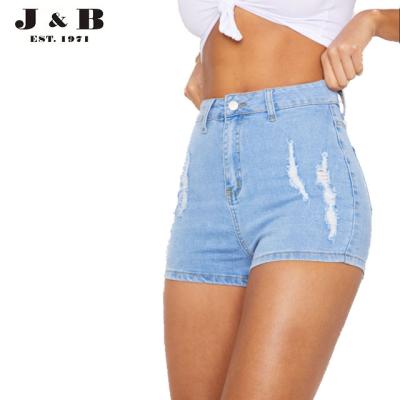 China hot sale Anti-wrinkle to low price DISTRESS DENIM DISCO SHORTS, denim shorts, young ladies fashion shorts for sale