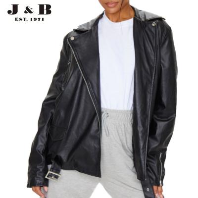 China HIGH QUALITY BLACK FAUX LEATHER CYCLING LEATHER OVERSIZE JACKET fashionable QUICK DRY for sale