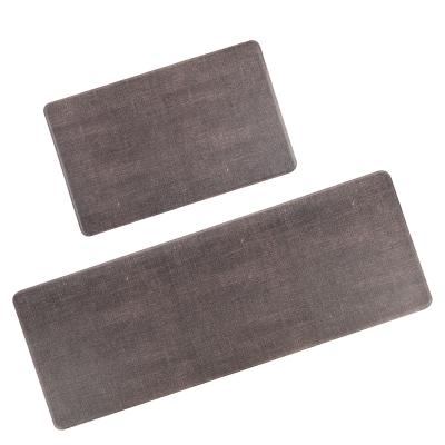 China Washable Waterproof Kitchen Floor Mat PVC Cushioned Vintage Brown Anti Fatigue Kitchen Mat for sale