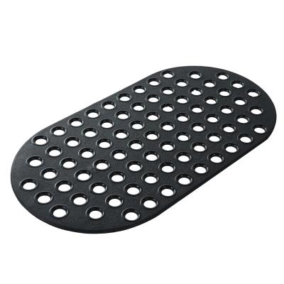 China Washable PVC Drain Hole Bathroom Shower Mat Anti Slip Black Bath Tub Mat With Suction Cups for sale