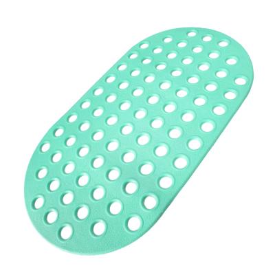 China Washable Drain Holes Ellipsable Shower Mat With Suction Cups PVC Anti Slip Mint Green Bathroom Mat For Tub for sale