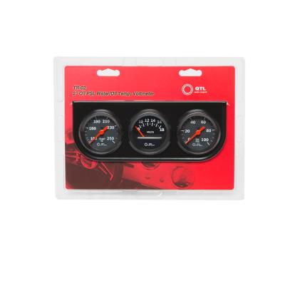 China 2 Inch Voltmeter Oil Temperature Gauge Oil Pressure Meter Triple Gauge Kit For Auto Parts for sale